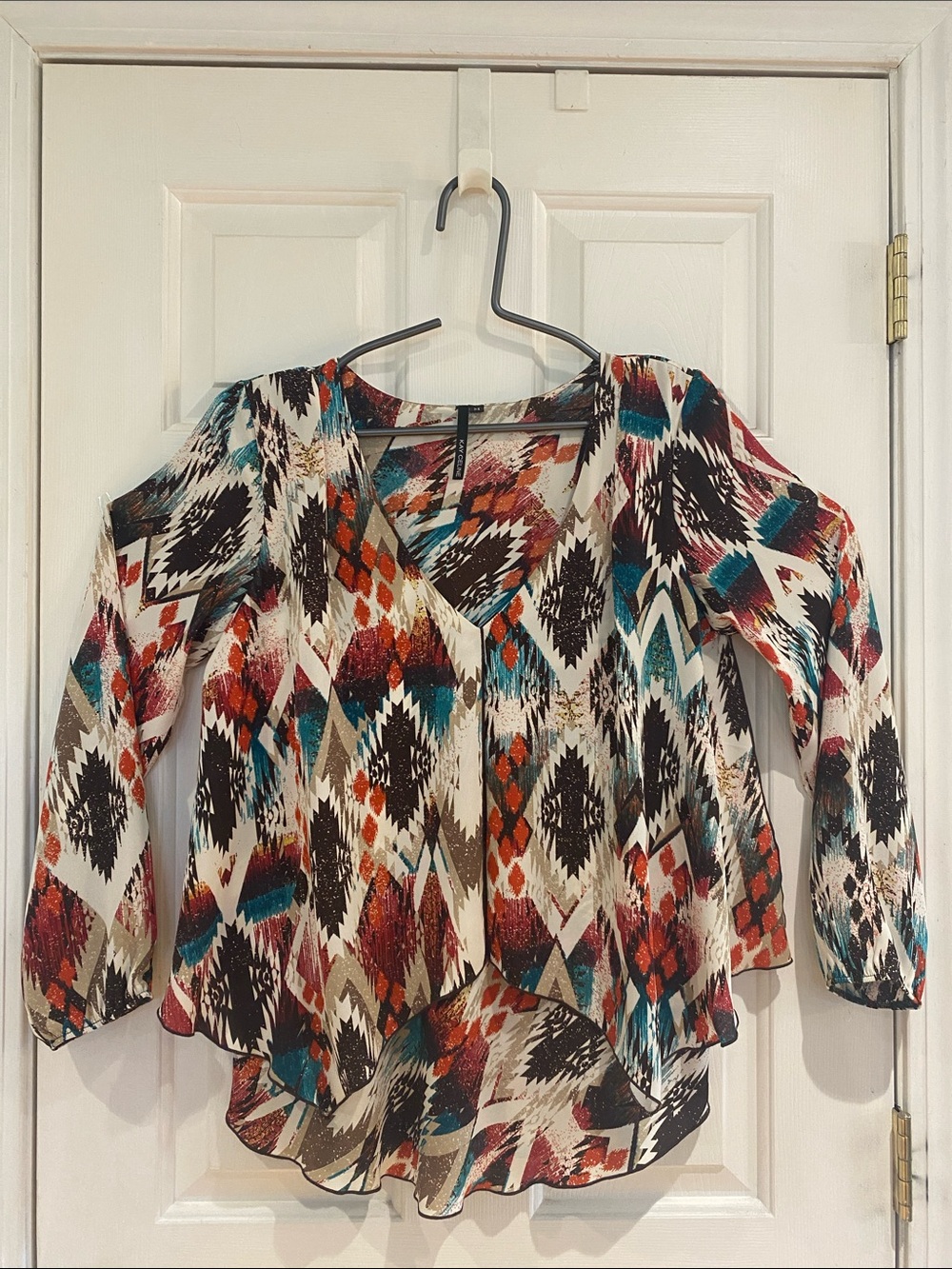 Kay Celine Multicolor Aztec V-Neck Blouse